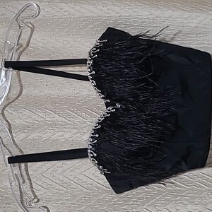 Lydia usa rhinestones and feather top